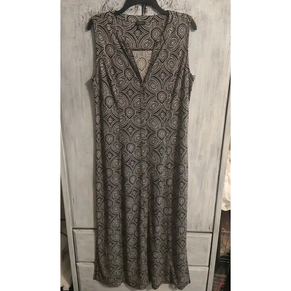 Talbots Maxi Button Front Sleeveless Dress Large Boho Feminine Cottage Core